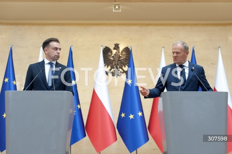  19.08.2026 WARSZAWA<br />KONFERENCJA W KPRM<br />N/Z PREMIER DONALD TUSK ANDRZEJ DOMANSKI<br /> 