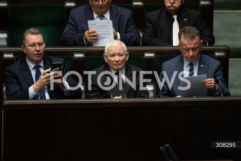  08.10.2026 WARSZAWA<br />POSIEDZENIE SEJMU<br />N/Z PRZEMYSLAW CZARNEK JAROSLAW KACZYNSKI MARIUSZ BLASZCAK<br />FOT. MARCIN BANASZKIEWICZ/FOTONEWS  