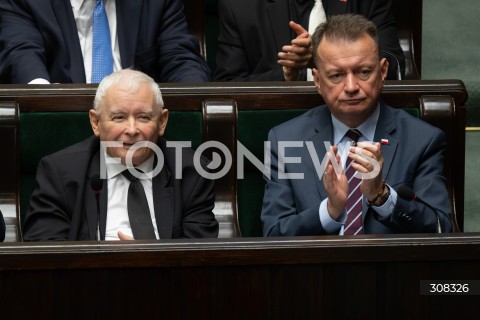  08.10.2026 WARSZAWA<br />POSIEDZENIE SEJMU<br />N/Z JAROSLAW KACZYNSKI MARIUSZ BLASZCZAK<br />FOT. MARCIN BANASZKIEWICZ/FOTONEWS  